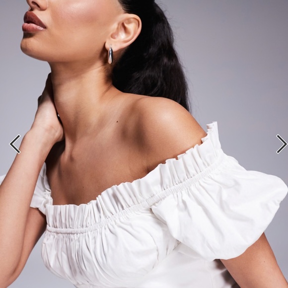 ASOS White Maxi Dress Kaiia Off the Shoulder - Picture 4 of 8